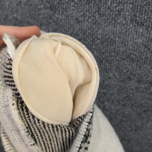 Bramble Lane Women's Pullover Sweater White Gold Medium Metallic Shoulder Pads - Picture 8 of 12